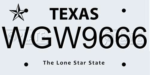 WGW9666 Texas License Plate