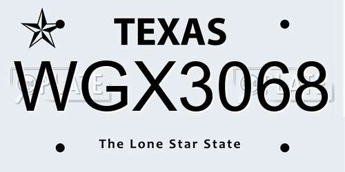WGX3068 Texas License Plate
