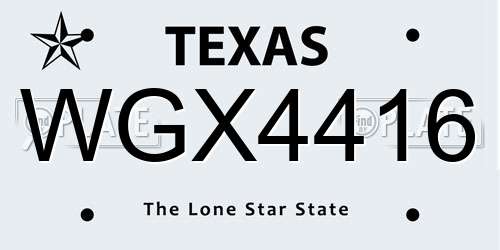 WGX4416 Texas License Plate
