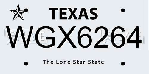 WGX6264 Texas License Plate