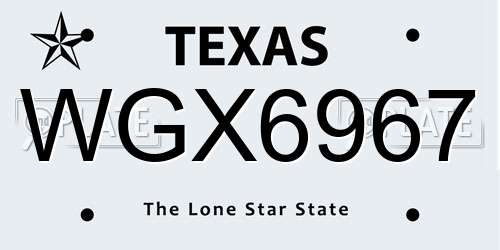 WGX6967 Texas License Plate
