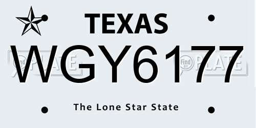 WGY6177 Texas License Plate