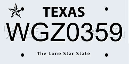 WGZ0359 Texas License Plate
