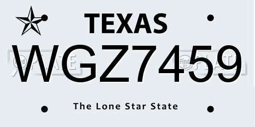 WGZ7459 Texas License Plate