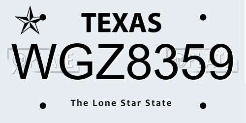 WGZ8359 Texas License Plate