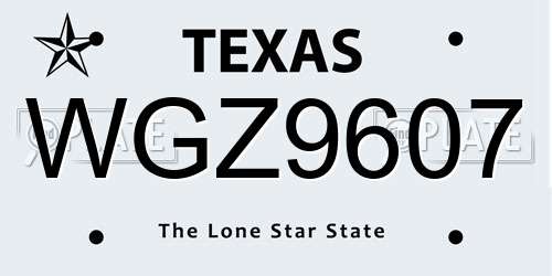 WGZ9607 Texas License Plate