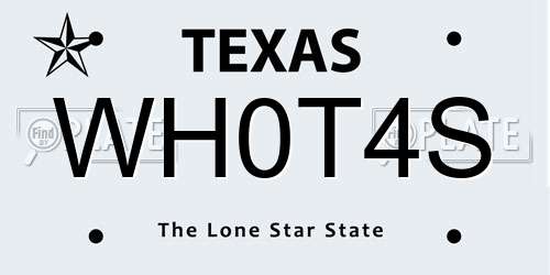WH0T4S Texas License Plate