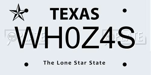 WH0Z4S Texas License Plate
