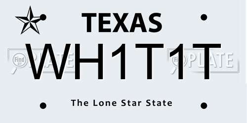 WH1T1T Texas License Plate