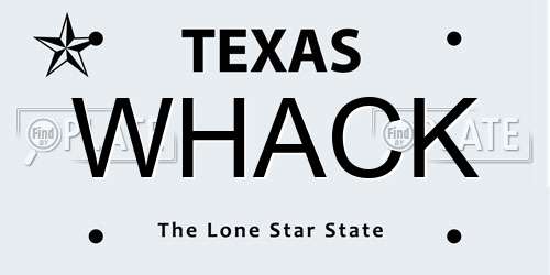 WHACK Texas License Plate
