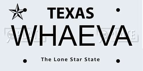 WHAEVA Texas License Plate
