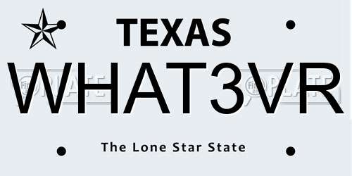 WHAT3VR Texas License Plate