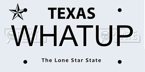 WHATUP Texas License Plate