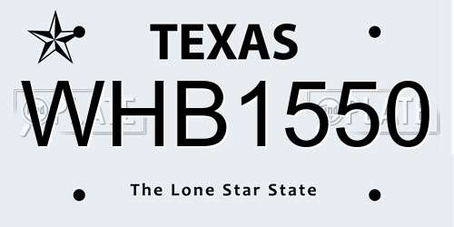WHB1550 Texas License Plate