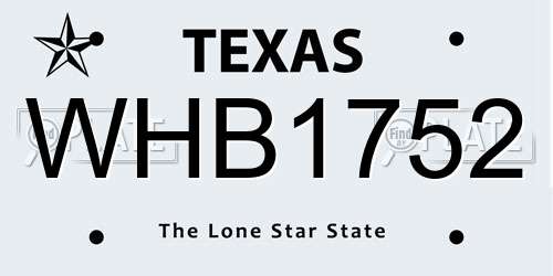 WHB1752 Texas License Plate