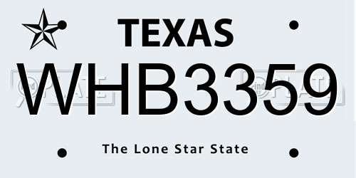 WHB3359 Texas License Plate
