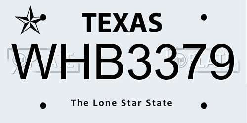 WHB3379 Texas License Plate