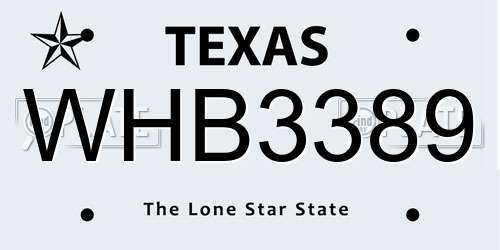 WHB3389 Texas License Plate