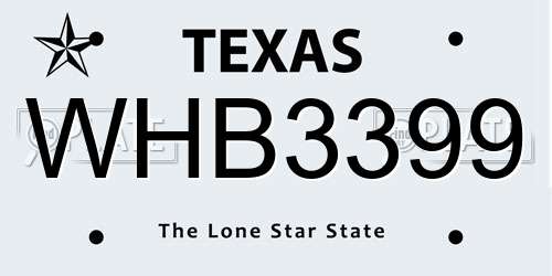 WHB3399 Texas License Plate