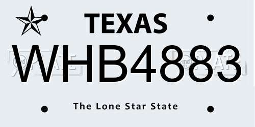 WHB4883 Texas License Plate