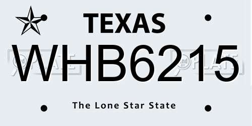 WHB6215 Texas License Plate