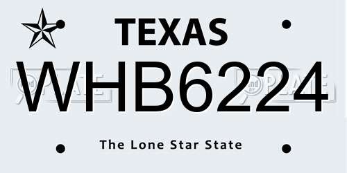 WHB6224 Texas License Plate