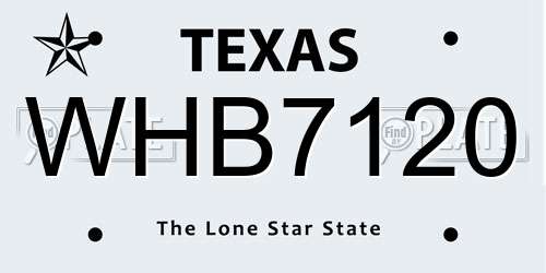 WHB7120 Texas License Plate
