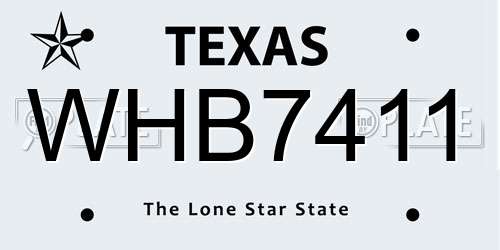 WHB7411 Texas License Plate