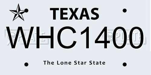 WHC1400 Texas License Plate