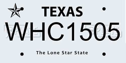 WHC1505 Texas License Plate