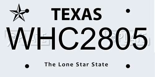 WHC2805 Texas License Plate