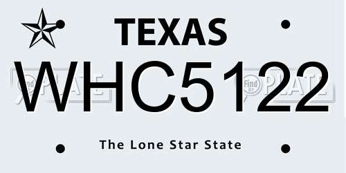 WHC5122 Texas License Plate