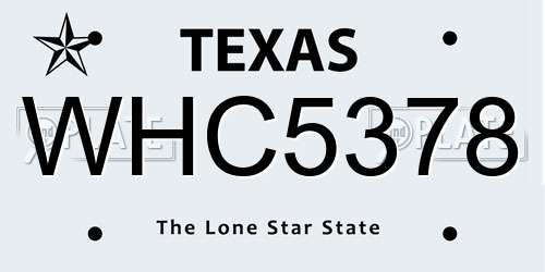 WHC5378 Texas License Plate