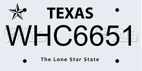 WHC6651 Texas License Plate