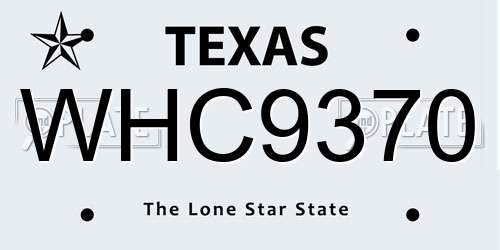 WHC9370 Texas License Plate