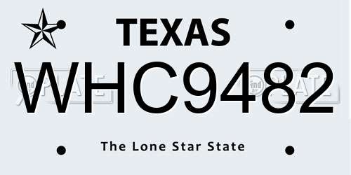 WHC9482 Texas License Plate