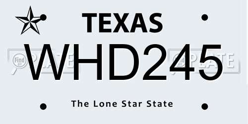 WHD245 Texas License Plate