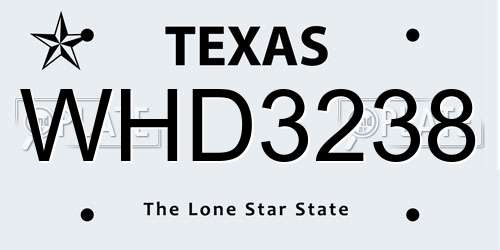 WHD3238 Texas License Plate