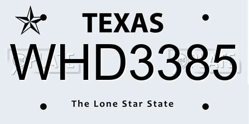 WHD3385 Texas License Plate