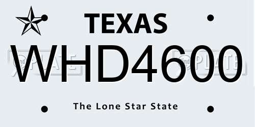 WHD4600 Texas License Plate