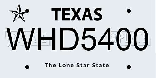 WHD5400 Texas License Plate