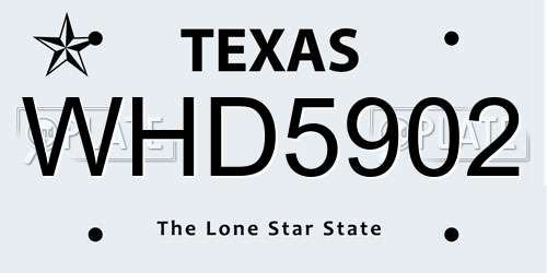 WHD5902 Texas License Plate