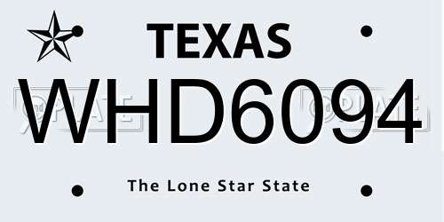 WHD6094 Texas License Plate