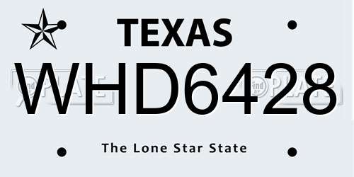 WHD6428 Texas License Plate