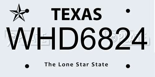 WHD6824 Texas License Plate