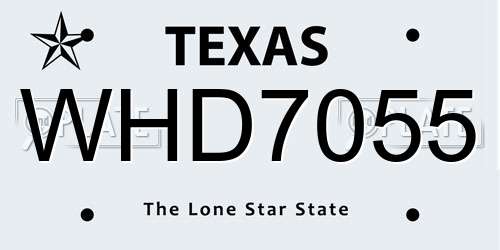 WHD7055 Texas License Plate