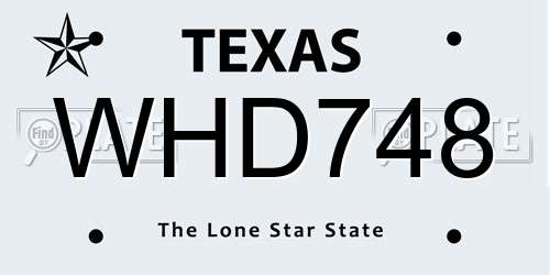 WHD748 Texas License Plate