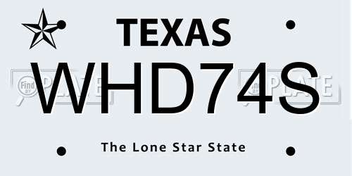WHD74S Texas License Plate