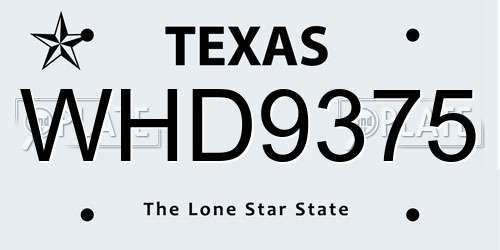 WHD9375 Texas License Plate