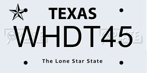 WHDT45 Texas License Plate